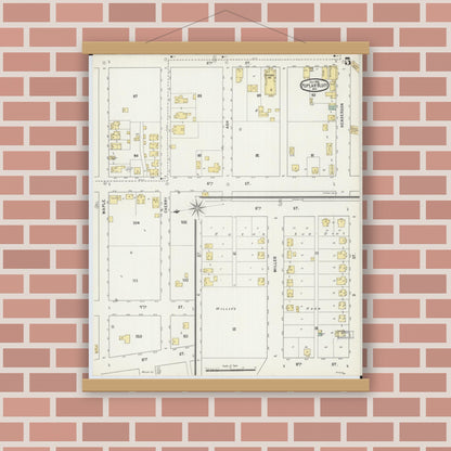 Old map wall art mockup — magnetic wood frame on brick wall — Sanborn Fire Insurance Map from Poplar Bluff, Butler County, Missouri (1895), Sheet #0005