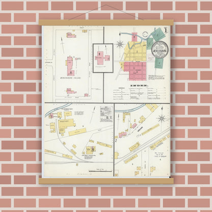 Old map wall art mockup — magnetic wood frame on brick wall — Sanborn Fire Insurance Map from Mercersburg, Franklin County, Pennsylvania (1902) - Complete Map Set