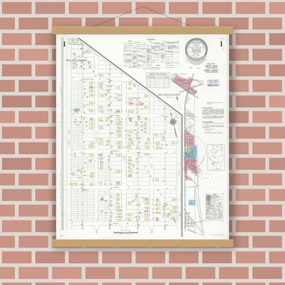 Old map wall art mockup — magnetic wood frame on brick wall — Sanborn Fire Insurance Map from Dupo, Saint Clair County, Illinois (1941) - Complete Map Set