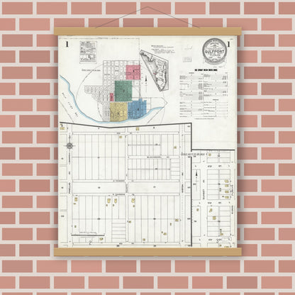 Old map wall art mockup — magnetic wood frame on brick wall — Sanborn Fire Insurance Map from Gulfport, Pinellas County, Florida (1923) - Complete Map Set