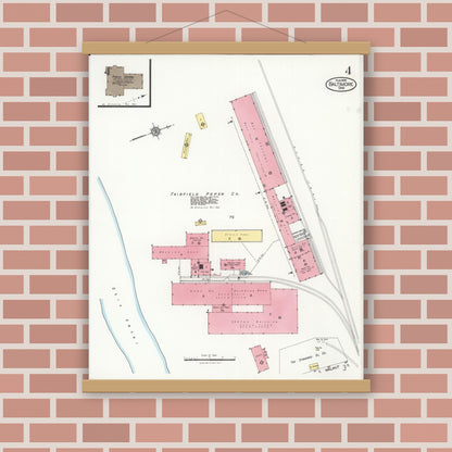 Old map wall art mockup — magnetic wood frame on brick wall — Sanborn Fire Insurance Map from Baltimore, Fairfield County, Ohio (1926), Sheet #0004