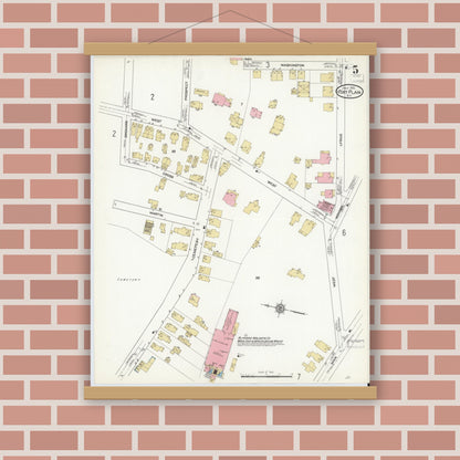 Old map wall art mockup — magnetic wood frame on brick wall — Sanborn Fire Insurance Map from Fort Plain, Montgomery County, New York (1912), Sheet #0005