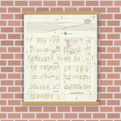 Old map wall art mockup — magnetic wood frame on brick wall — Sanborn Fire Insurance Map from Du Quoin, Perry County, Illinois (1910), Sheet #0007