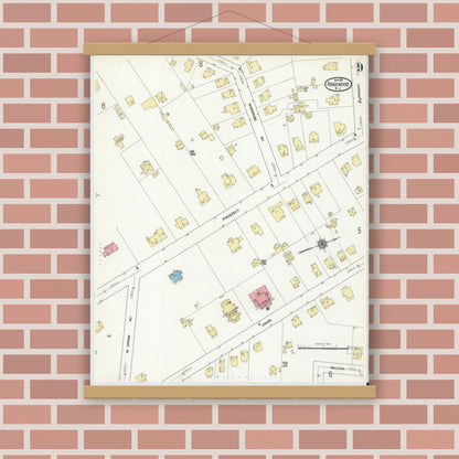 Old map wall art mockup — magnetic wood frame on brick wall — Sanborn Fire Insurance Map from Ridgewood, Bergen County, New Jersey (1911), Sheet #0009
