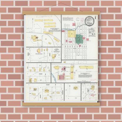 Old map wall art mockup — magnetic wood frame on brick wall — Sanborn Fire Insurance Map from Standish, Arenac County, Michigan (1901) - Complete Map Set