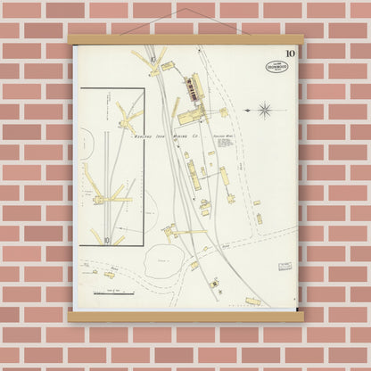 Old map wall art mockup — magnetic wood frame on brick wall — Sanborn Fire Insurance Map from Ironwood, Gogebic County, Michigan (1898), Sheet #0010