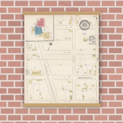 Old map wall art mockup — magnetic wood frame on brick wall — Sanborn Fire Insurance Map from Live Oak, Sutter County, California (1914) - Complete Map Set