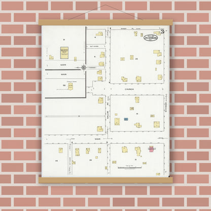 Old map wall art mockup — magnetic wood frame on brick wall — Sanborn Fire Insurance Map from Jacksboro, Jack County, Texas (1921), Sheet #0003