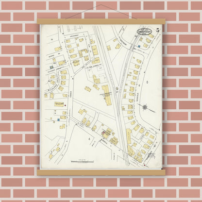 Old map wall art mockup — magnetic wood frame on brick wall — Sanborn Fire Insurance Map from Swampscott, Essex County, Massachusetts (1920), Sheet #0005