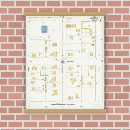 Old map wall art mockup — magnetic wood frame on brick wall — Sanborn Fire Insurance Map from San Angelo, Tom Green County, Texas (1904), Sheet #0007