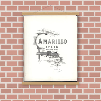 Old map wall art mockup — magnetic wood frame on brick wall — Sanborn Fire Insurance Map from Amarillo, Potter County, Texas (1955), Sheet #0001
