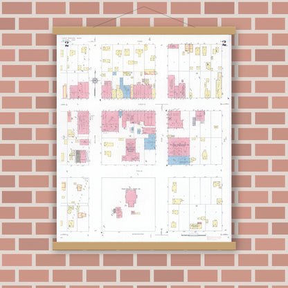 Old map wall art mockup — magnetic wood frame on brick wall — Sanborn Fire Insurance Map from Long Prairie, Todd County, Minnesota (1933), Sheet #0002