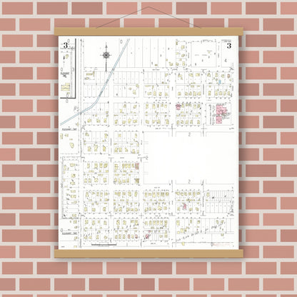 Old map wall art mockup — magnetic wood frame on brick wall — Sanborn Fire Insurance Map from Griswold, Cass County, Iowa (1948), Sheet #0003