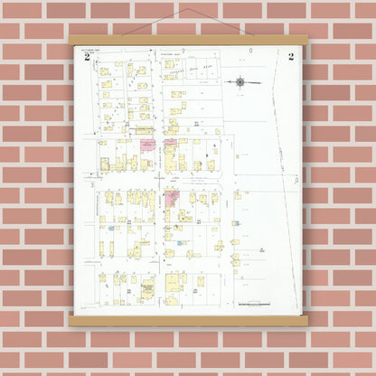 Old map wall art mockup — magnetic wood frame on brick wall — Sanborn Fire Insurance Map from Baltimore, Fairfield County, Ohio (1946), Sheet #0002