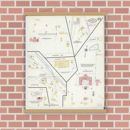Old map wall art mockup — magnetic wood frame on brick wall — Sanborn Fire Insurance Map from Circleville, Pickaway County, Ohio (1914), Sheet #0022