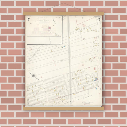 Old map wall art mockup — magnetic wood frame on brick wall — Sanborn Fire Insurance Map from Northfield, Atlantic County, New Jersey (1942), Sheet #0007