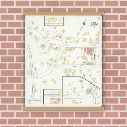 Old map wall art mockup — magnetic wood frame on brick wall — Sanborn Fire Insurance Map from Smyrna, Chenango County, New York (1911), Sheet #0002