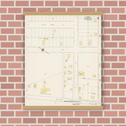 Old map wall art mockup — magnetic wood frame on brick wall — Sanborn Fire Insurance Map from Concord, Contra Costa County, California (1917), Sheet #0004