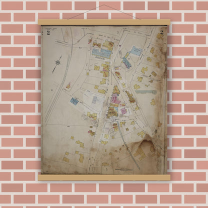 Old map wall art mockup — magnetic wood frame on brick wall — Sanborn Fire Insurance Map from Cohasset, Norfolk County, Massachusetts (1963), Sheet #0002