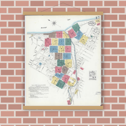 Old map wall art mockup — magnetic wood frame on brick wall — Sanborn Fire Insurance Map from Hannibal, Marion County, Missouri (1906) - Complete Map Set