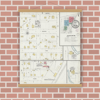 Old map wall art mockup — magnetic wood frame on brick wall — Sanborn Fire Insurance Map from Garland, Dallas County, Texas (1901) - Complete Map Set