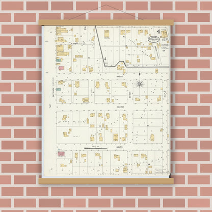Old map wall art mockup — magnetic wood frame on brick wall — Sanborn Fire Insurance Map from Stryker, Williams County, Ohio (1905), Sheet #0004