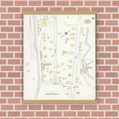 Old map wall art mockup — magnetic wood frame on brick wall — Sanborn Fire Insurance Map from Liberty, Sullivan County, New York (1911), Sheet #0006