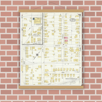 Old map wall art mockup — magnetic wood frame on brick wall — Sanborn Fire Insurance Map from Luzerne, Luzerne County, Pennsylvania (1911), Sheet #0008