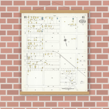 Old map wall art mockup — magnetic wood frame on brick wall — Sanborn Fire Insurance Map from Florence, Burlington County, New Jersey (1926), Sheet #0011