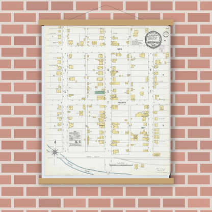 Old map wall art mockup — magnetic wood frame on brick wall — Sanborn Fire Insurance Map from Jacksonville, Athens County, Ohio (1901), Sheet #0001