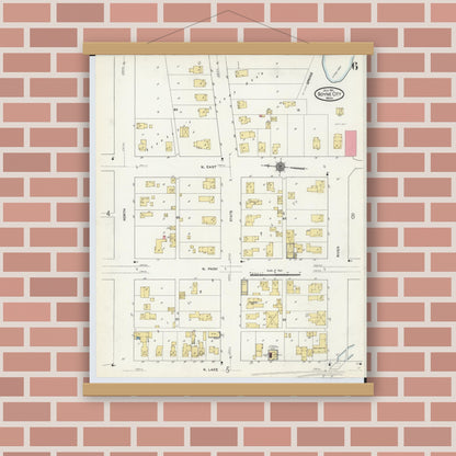 Old map wall art mockup — magnetic wood frame on brick wall — Sanborn Fire Insurance Map from Boyne City, Charlevoix County, Michigan (1911), Sheet #0006