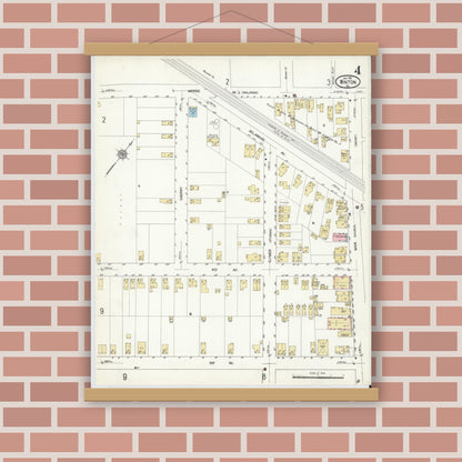 Old map wall art mockup — magnetic wood frame on brick wall — Sanborn Fire Insurance Map from Winton, Lackawanna County, Pennsylvania (1912), Sheet #0004