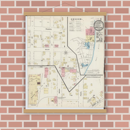 Old map wall art mockup — magnetic wood frame on brick wall — Sanborn Fire Insurance Map from Middleport, Meigs County, Ohio (1888) - Complete Map Set