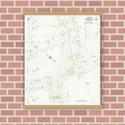 Old map wall art mockup — magnetic wood frame on brick wall — Sanborn Fire Insurance Map from Seekonk, Bristol County, Massachusetts (1930), Sheet #0004