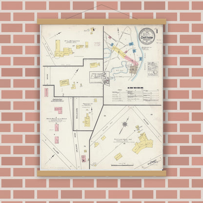 Old map wall art mockup — magnetic wood frame on brick wall — Sanborn Fire Insurance Map from Chatham, Barnstable County, Massachusetts (1915) - Complete Map Set