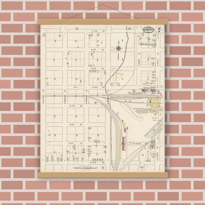 Old map wall art mockup — magnetic wood frame on brick wall — Sanborn Fire Insurance Map from Sanford, Seminole County, Florida (1922), Sheet #0007