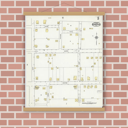 Old map wall art mockup — magnetic wood frame on brick wall — Sanborn Fire Insurance Map from Grand Prairie, Dallas County, Texas (1920), Sheet #0005