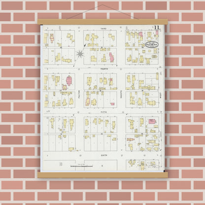 Old map wall art mockup — magnetic wood frame on brick wall — Sanborn Fire Insurance Map from Red Wing, Goodhue County, Minnesota (1895), Sheet #0011