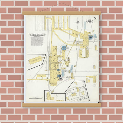 Old map wall art mockup — magnetic wood frame on brick wall — Sanborn Fire Insurance Map from Onaway, Presque Isle County, Michigan (1915), Sheet #0005