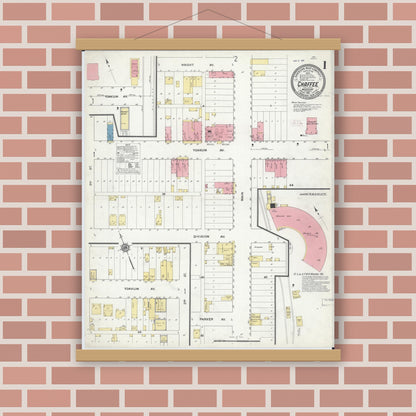 Old map wall art mockup — magnetic wood frame on brick wall — Sanborn Fire Insurance Map from Chaffee, Scott County, Missouri (1911) - Complete Map Set