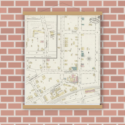 Old map wall art mockup — magnetic wood frame on brick wall — Sanborn Fire Insurance Map from Mount Vernon, Westchester County, New York (1887) - Complete Map Set