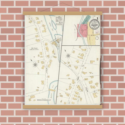 Old map wall art mockup — magnetic wood frame on brick wall — Sanborn Fire Insurance Map from Shushan, Washington County, New York (1902) - Complete Map Set