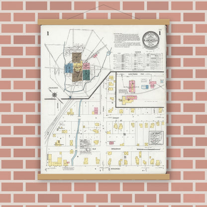 Old map wall art mockup — magnetic wood frame on brick wall — Sanborn Fire Insurance Map from Blanchester, Clinton County, Ohio (1925) - Complete Map Set
