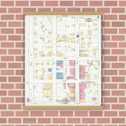 Old map wall art mockup — magnetic wood frame on brick wall — Sanborn Fire Insurance Map from Viroqua, Vernon County, Wisconsin (1911), Sheet #0003