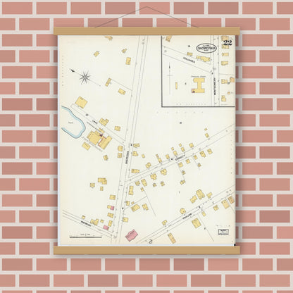 Old map wall art mockup — magnetic wood frame on brick wall — Sanborn Fire Insurance Map from Chicopee, Hampden County, Massachusetts (1902), Sheet #0022
