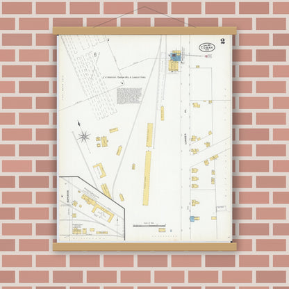 Old map wall art mockup — magnetic wood frame on brick wall — Sanborn Fire Insurance Map from Tomah, Monroe County, Wisconsin (1904), Sheet #0002