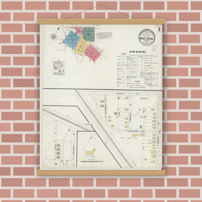 Old map wall art mockup — magnetic wood frame on brick wall — Sanborn Fire Insurance Map from Wayne, Delaware County, Pennsylvania (1902) - Complete Map Set