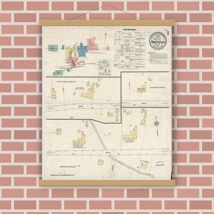 Old map wall art mockup — magnetic wood frame on brick wall — Sanborn Fire Insurance Map from Tannersville, Greene County, New York (1912) - Complete Map Set