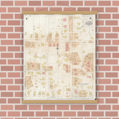 Old map wall art mockup — magnetic wood frame on brick wall — Sanborn Fire Insurance Map from Jackson, Cape Girardeau County, Missouri (1941), Sheet #0004
