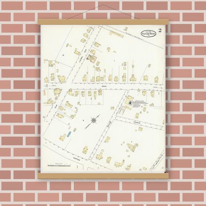 Old map wall art mockup — magnetic wood frame on brick wall — Sanborn Fire Insurance Map from Picture Rocks, Lycoming County, Pennsylvania (1912), Sheet #0002